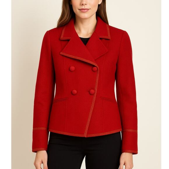 Talbots Red Asymmetrical Sailor Cut Blazer Jacket Women’s Size 6P NWT - Picture 1 of 11